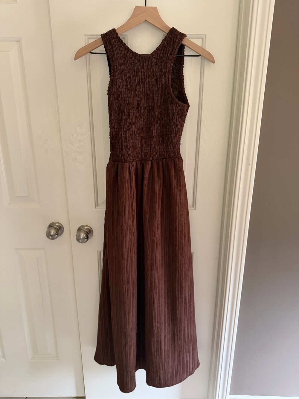 ASOS Brown Sleeveless Smocked Maxi Dress